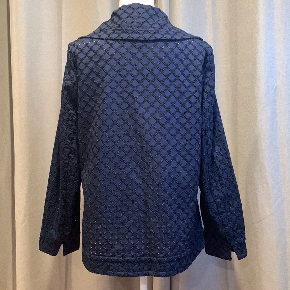 NWOT - Coldwater Creek Blue Full Zip Eyelet Jacket Size 12